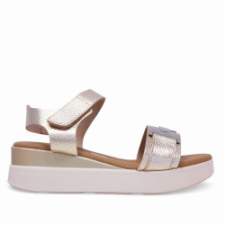 Sandalias cuña Redlove hana metalizadas con aplique plateado en la pala - Querol online