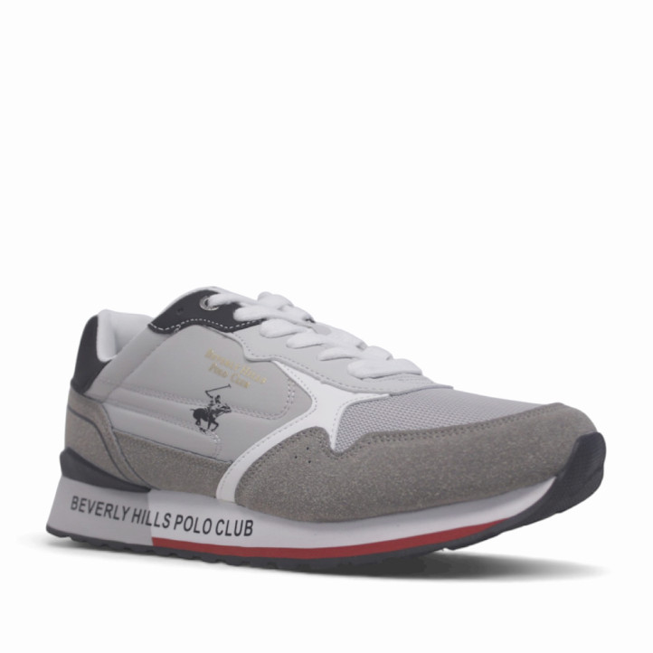 Sabatilles esportives Polo king power mix grises amb detalls blancs i blaus - Querol online