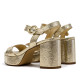 Sandalias tacón Corina doradas efecto metalizado con textura de serpiente - Querol online