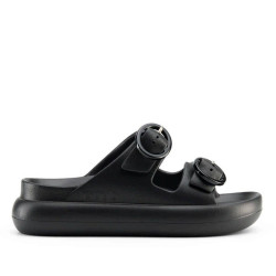 Chanclas Duuo eva curvi negras con hebilla redonda - Querol online