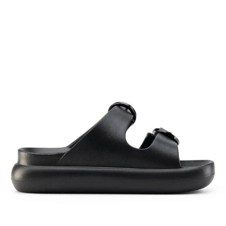 Chanclas Duuo eva curvi negras con hebilla redonda - Querol online