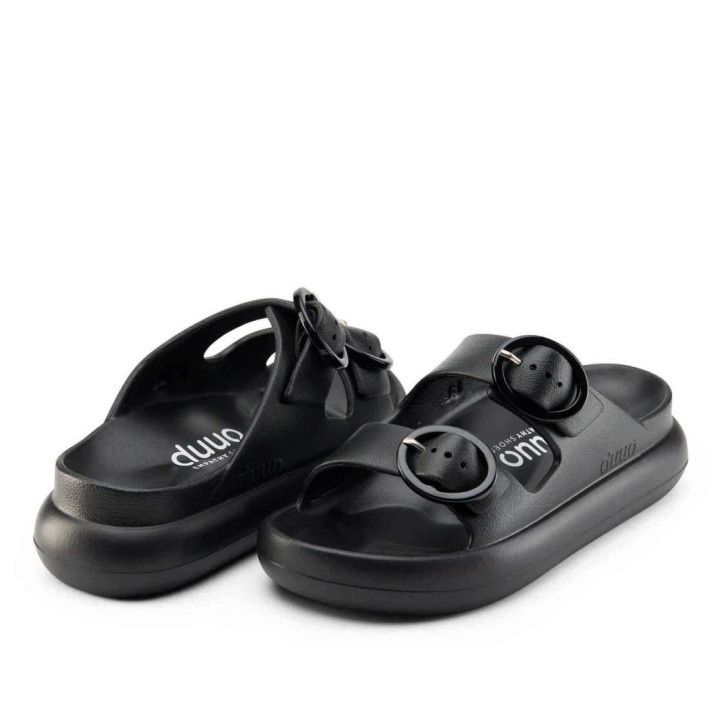 Chanclas Duuo eva curvi negras con hebilla redonda - Querol online