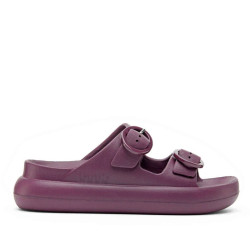 Chanclas Duuo eva curvi berenjena con hebilla redonda - Querol online