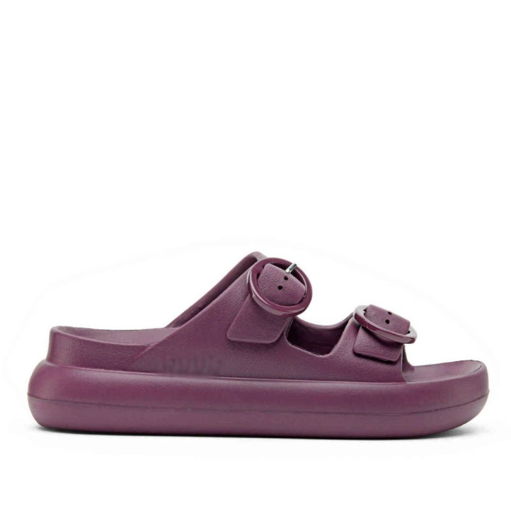 Chanclas Duuo eva curvi berenjena con hebilla redonda - Querol online