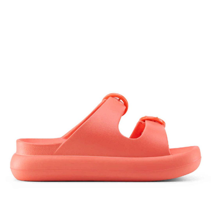 Chanclas Duuo eva curvi coral con hebilla redonda - Querol online