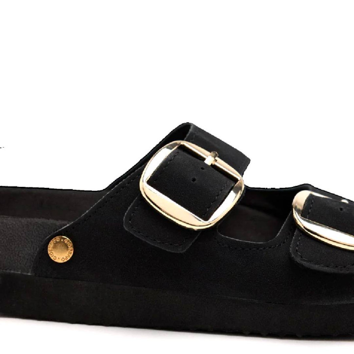 Sandalias planas Gioseppo negras tipo bio con hebillas cedarburg - Querol online