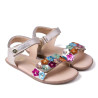 sandalias Gioseppo doradas de piel con flores multicolor loitok barefoot