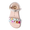 sandalias Gioseppo doradas de piel con flores multicolor loitok barefoot