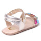 sandalias Gioseppo doradas de piel con flores multicolor loitok barefoot - Querol online