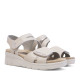 Sandalias cuña Treintas beige con velcro y detalles con textura - Querol online