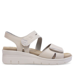 Sandàlies falca Treintas beix amb velcro i detalls amb textura - Querol online