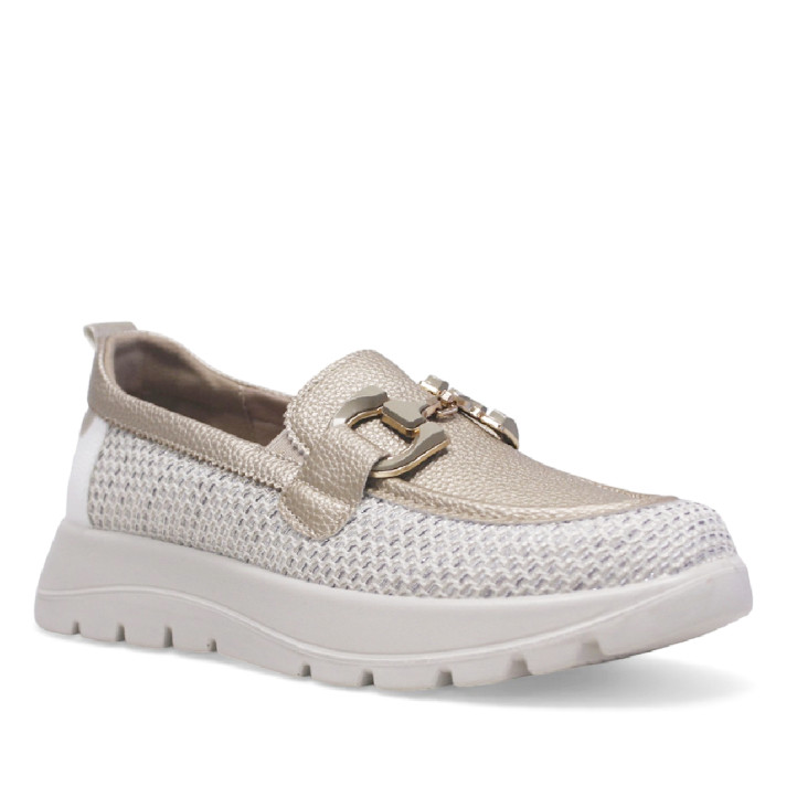 Zapatos planos Mysoft metalizadas estilo mocasín con detalle frontal - Querol online