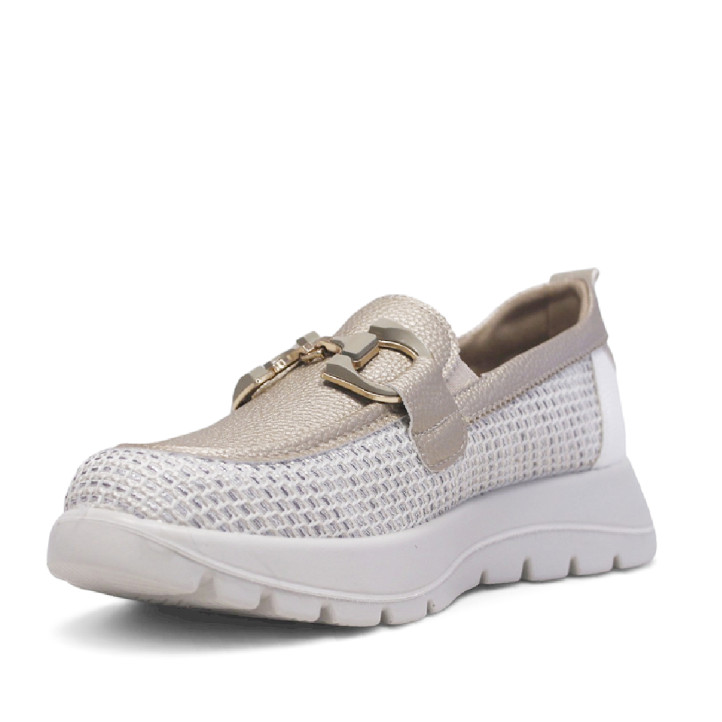 Zapatos planos Mysoft metalizadas estilo mocasín con detalle frontal - Querol online