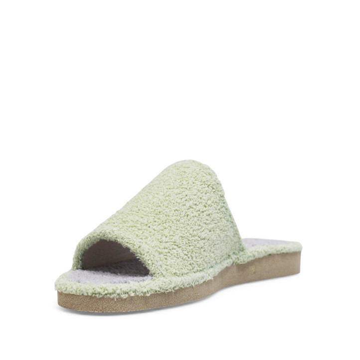 Zapatillas casa Querol verdes de toalla con suela gris clásicas - Querol online
