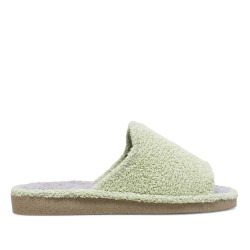 Zapatillas casa Querol verdes de toalla con suela gris clásicas - Querol online