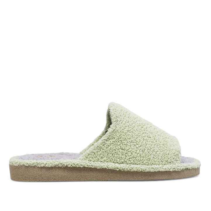 Sabatilles casa Querol verds de tovallola amb sola gris clàssiques - Querol online