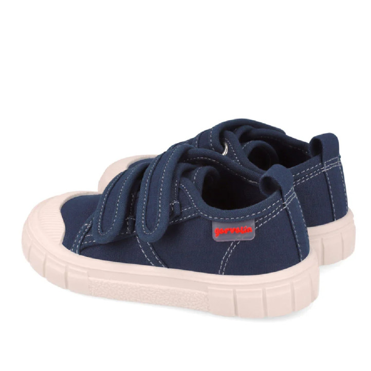 Zapatillas lona Garvalin 252381 azul marino de lona con doble velcro barefoot - Querol online