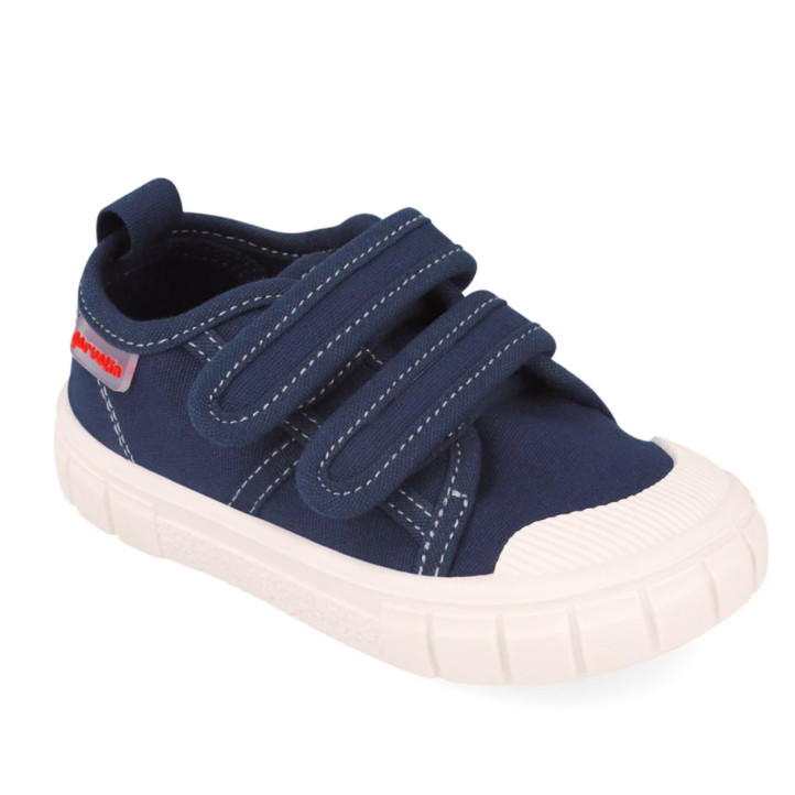 sabatilles lona Garvalin 252381 blau marí de lona amb doble velcro barefoot - Querol online