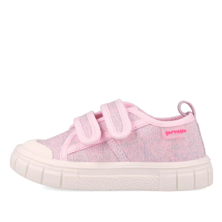 Zapatillas lona Garvalin 252381 rosas de lona con doble velcro barefoot - Querol online