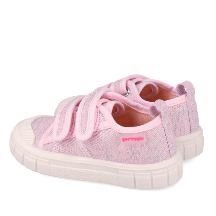 Zapatillas lona Garvalin 252381 rosas de lona con doble velcro barefoot - Querol online