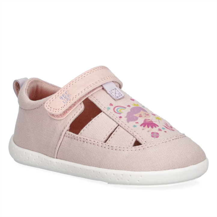 Zapatillas lona Garvalin 262342 rosas estilo cangrejera con dibujo barefoot - Querol online