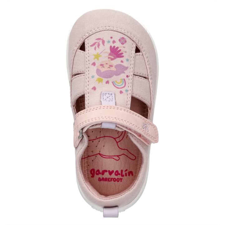 Zapatillas lona Garvalin 262342 rosas estilo cangrejera con dibujo barefoot - Querol online
