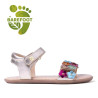 sandalias Gioseppo doradas de piel con flores multicolor loitok barefoot