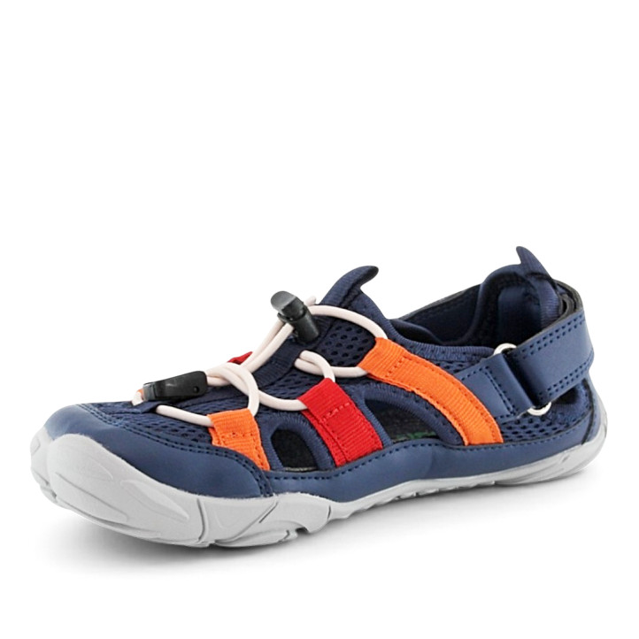 Zapatillas deporte Saguaro breze III azul marino con detalles naranjas y rojos - Querol online