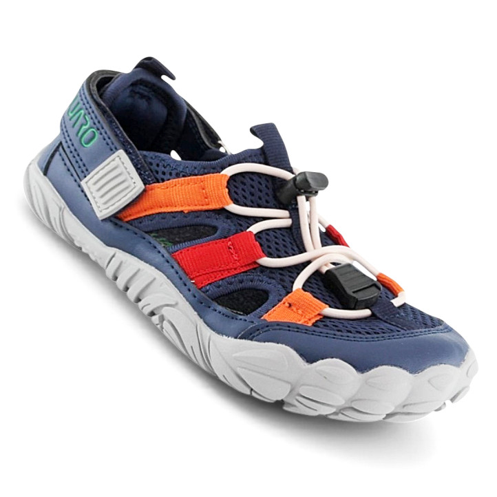 Zapatillas deporte Saguaro breze III azul marino con detalles naranjas y rojos - Querol online