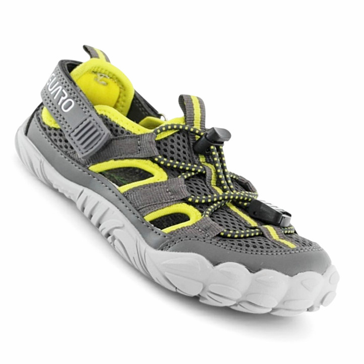 Zapatillas deporte Saguaro breze III gris con detalles amarillos barefoot - Querol online