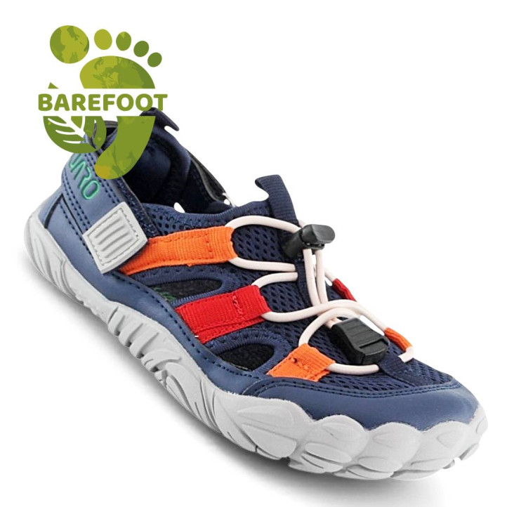 Zapatillas deporte Saguaro breze III azul marino con detalles naranjas y rojos - Querol online
