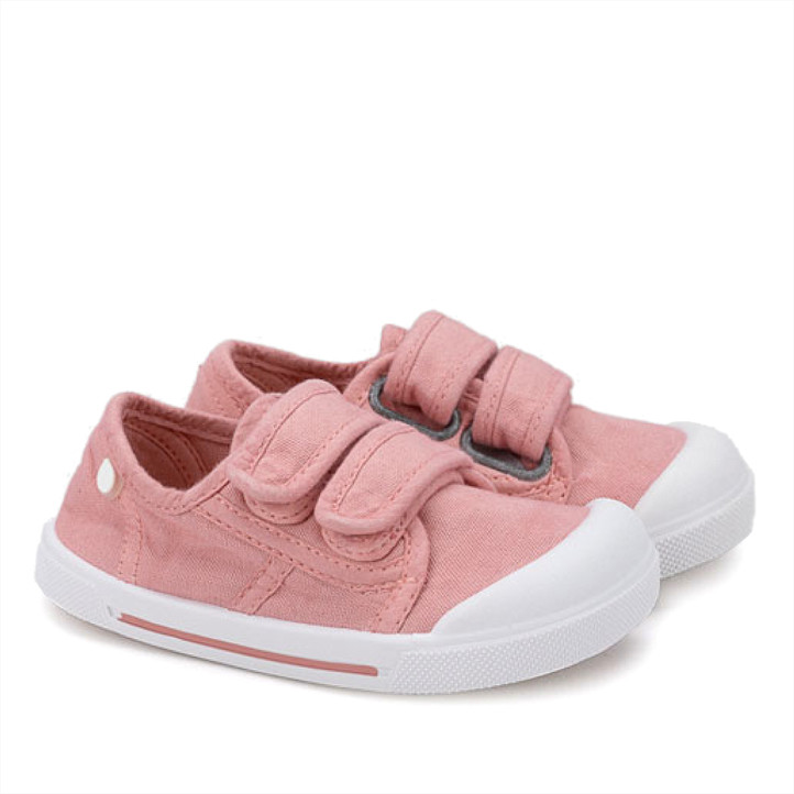 Zapatillas lona Igor rosas canvas v con doble velcro barefoot - Querol online