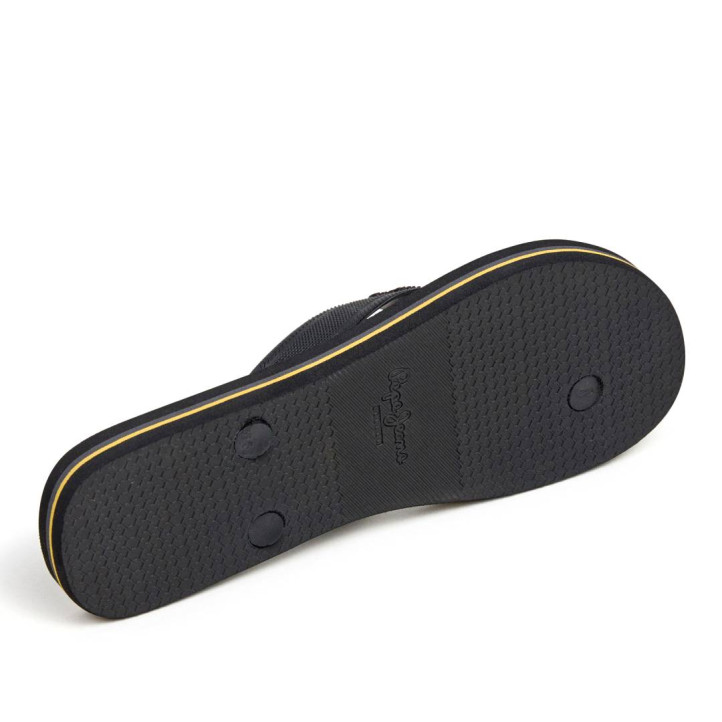 Chanclas Pepe Jeans bay beach negras con letras doradas - Querol online