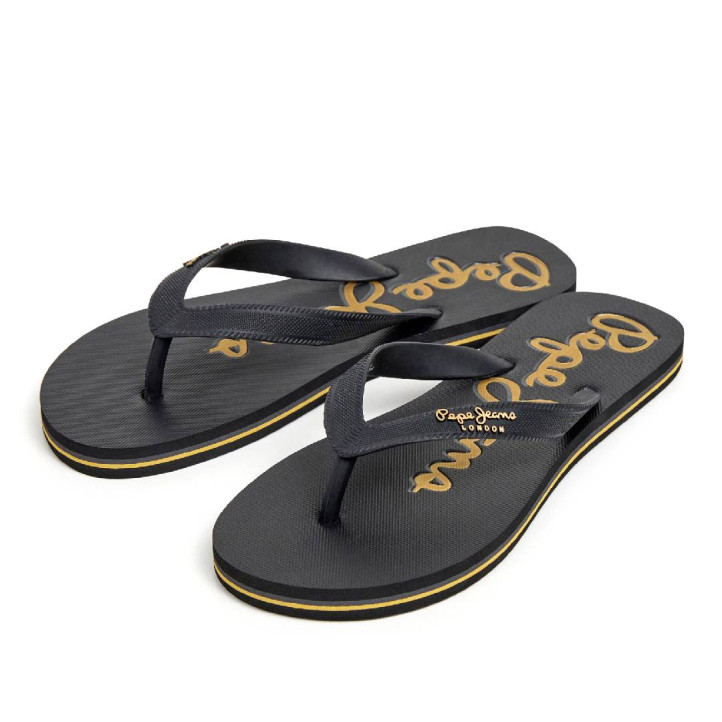 Xancles Pepe Jeans bay beach negres amb lletres daurades - Querol online