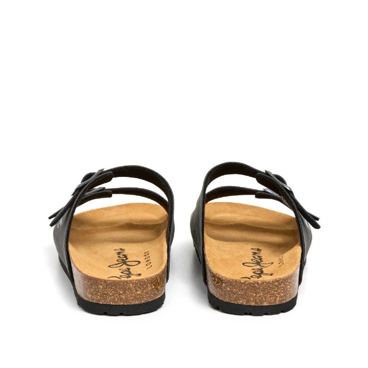 Sandalias Pepe Jeans double velour negras estilo bio - Querol online