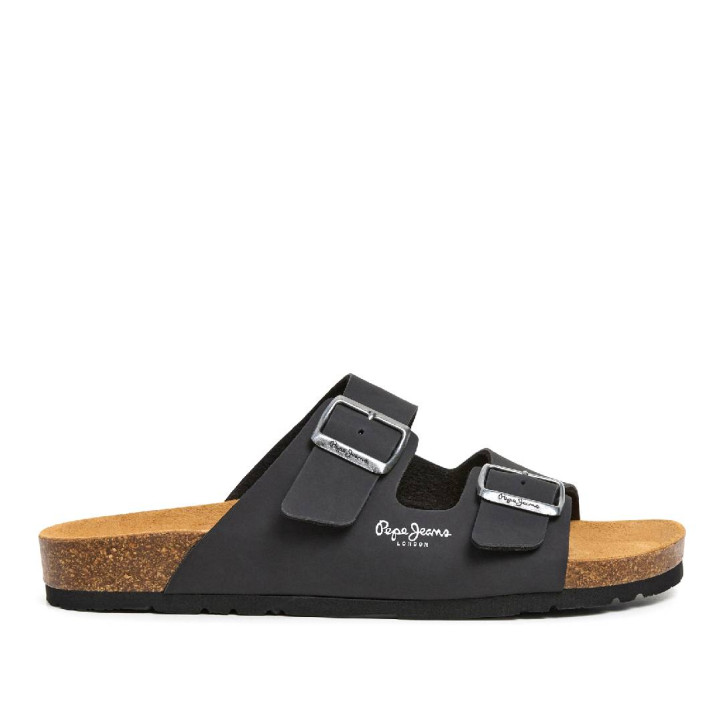 Sandalias Pepe Jeans double velour negras estilo bio - Querol online