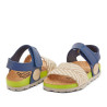 sandalias Duuo candy beige con detalles azules y lima