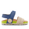 sandalias Duuo candy beige con detalles azules y lima