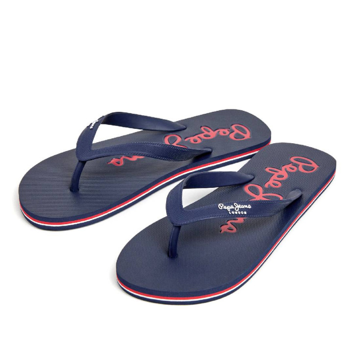 Chanclas Pepe Jeans bay beach azul marino con detalles rojos - Querol online
