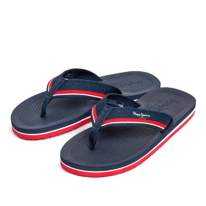 Xancles Pepe Jeans west boat blau marí amb detalls vermells - Querol online