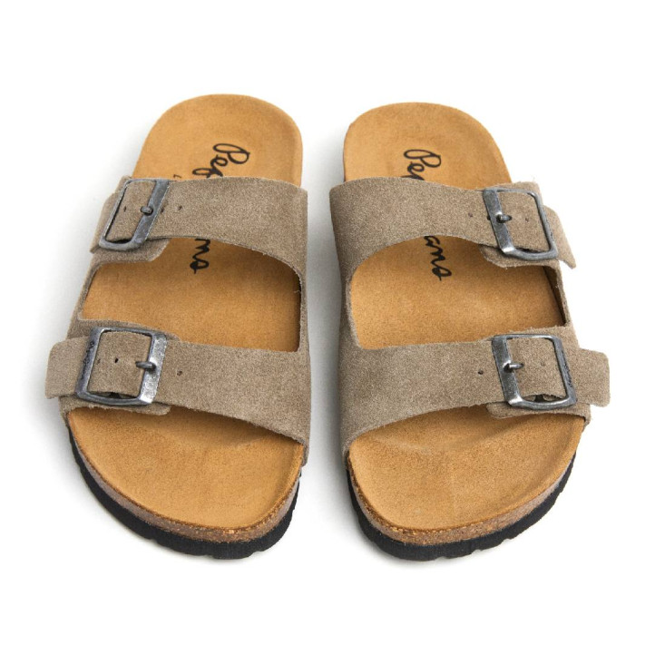 Sandàlies planes Pepe Jeans oban suede taupe estil bio - Querol online