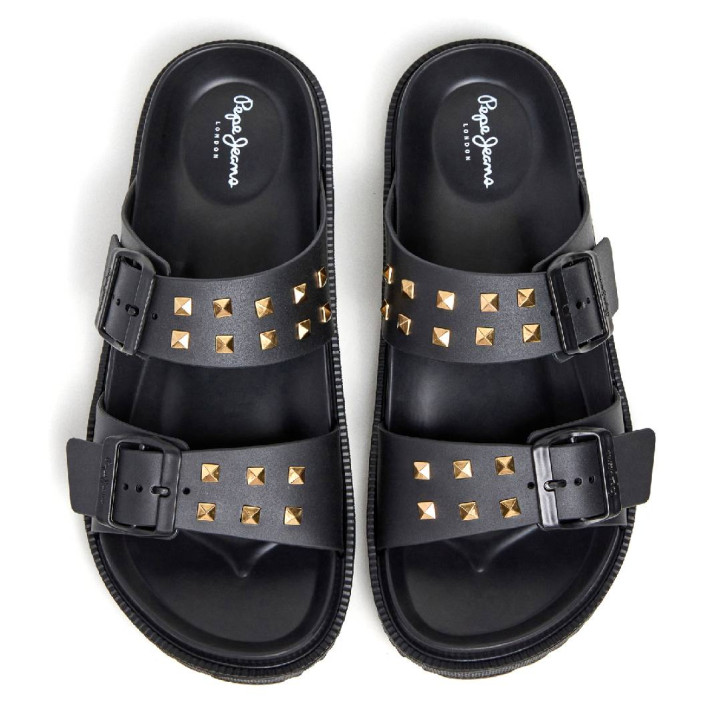 Chanclas Pepe Jeans ocean studs negras con tachuelas - Querol online