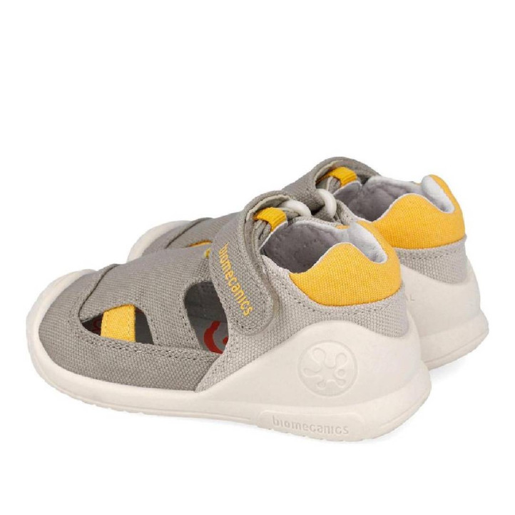 sandalias Biomecanics 262183 beige con detalles amarillos de lona - Querol online