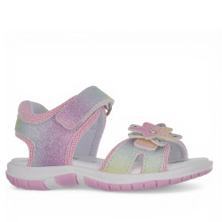 sandalias Chicco fecola multicolor con glitter y flores - Querol online