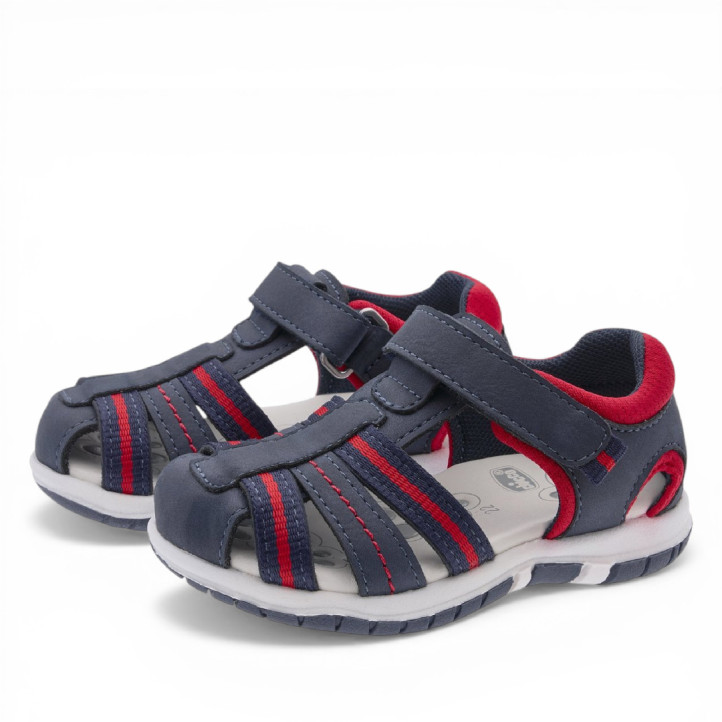 sandalias Chicco fermo azules y rojas estilo cangrejera - Querol online