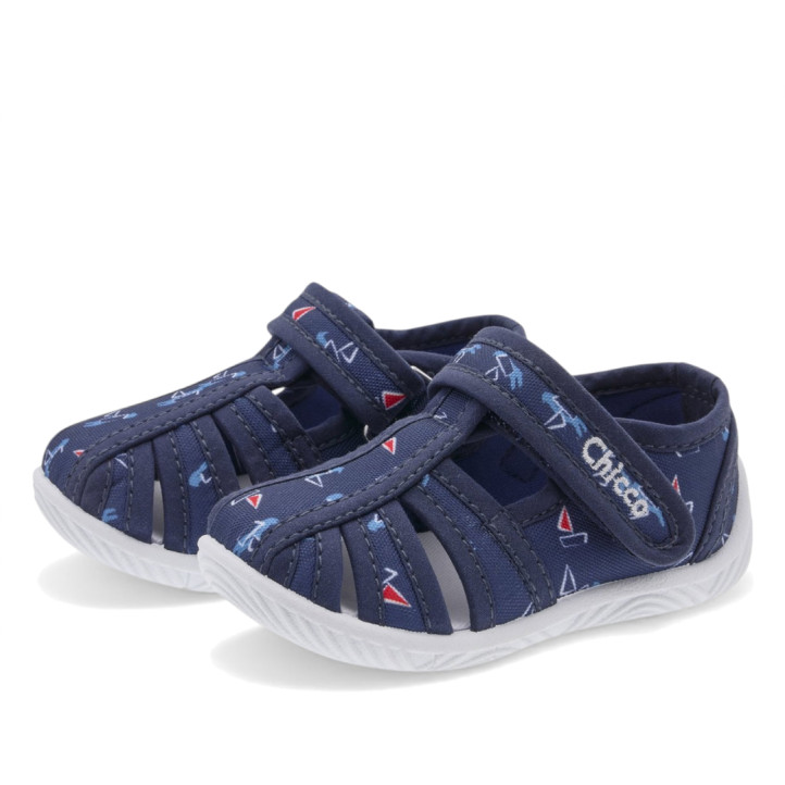 sandalias Chicco templar azules con dibujos de barquitos - Querol online