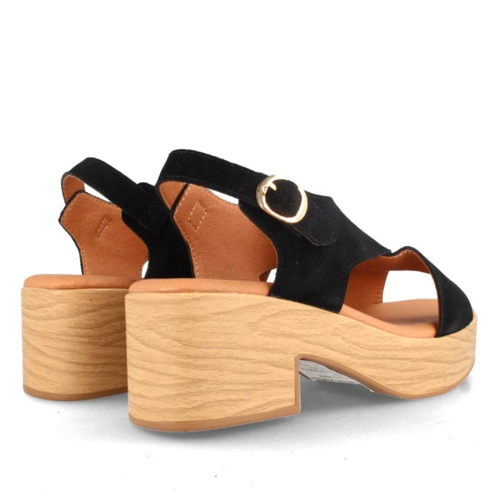 Sandalias tacón Marila oder suede black tacón madera - Querol online