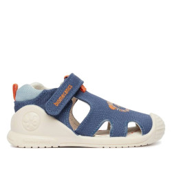 sandalias Biomecanics 262185 azules con dibujo de un león de lona - Querol online