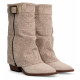 Botas tacón Alpe dua beige con ante perforado - Querol online