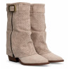 Botas tacón Alpe dua beige con ante perforado